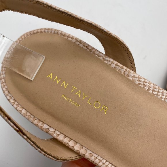 Ann Taylor Kitten Heel Strappy Sandals 8 M Pink Faux Snakeskin Dressy NEW Pastel - Picture 2 of 9